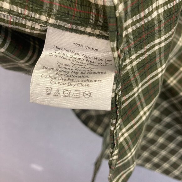 Eddie Bauer Relaxed Fit Button Up Shirt Mens Large Tall LT Green Red Plaid - Picture 11 of 15